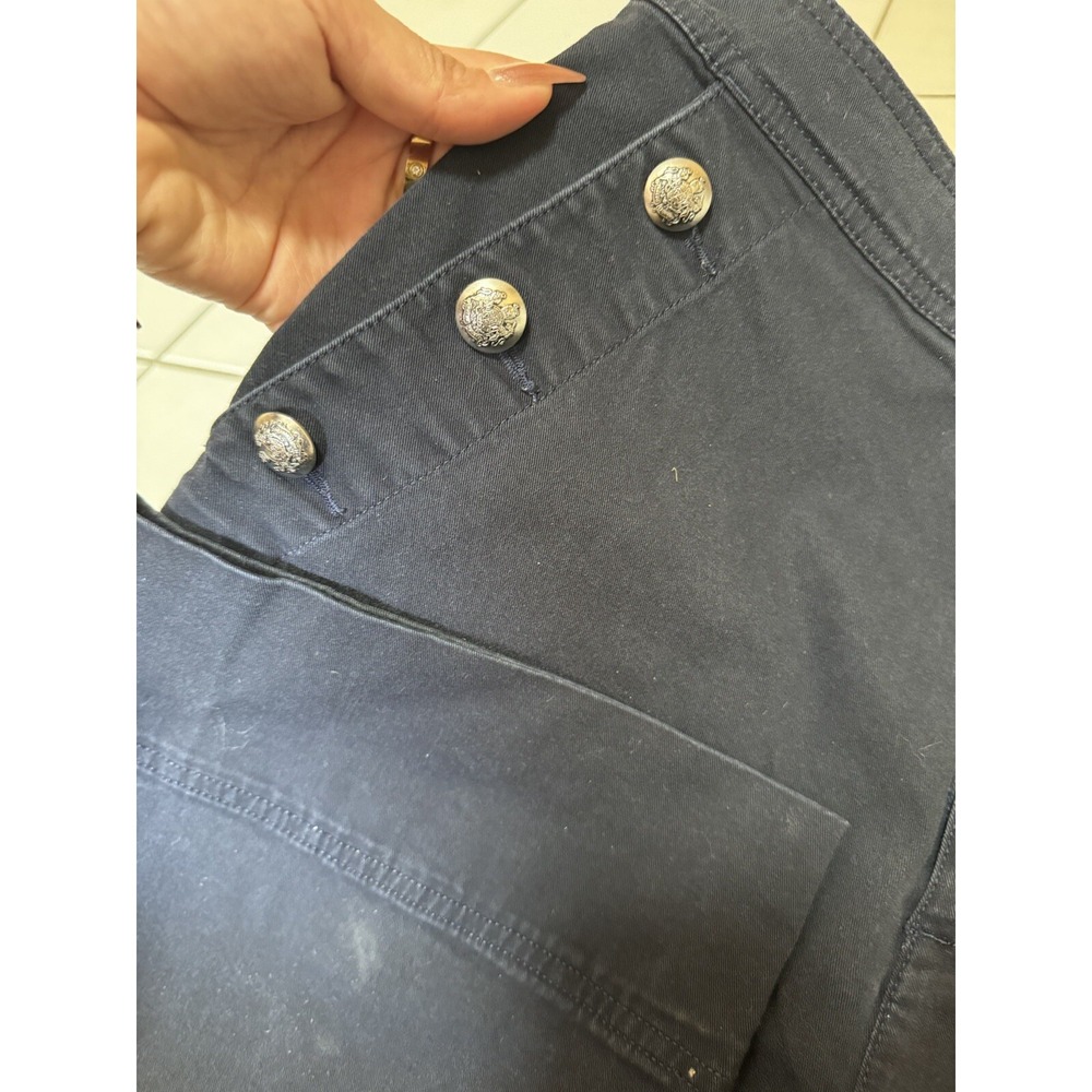 EUC! Lauren Ralph Lauren Women's Navy Blue Pants Side Silver Buttons - SZ 8 - Picture 4 of 6